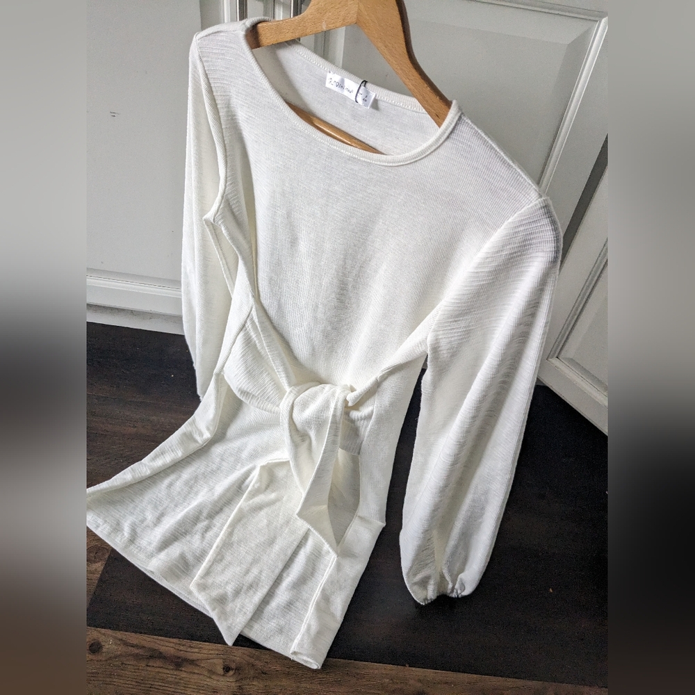 Brand new beautiful dress by R Vivimos size small cuff sleeve ivory/white